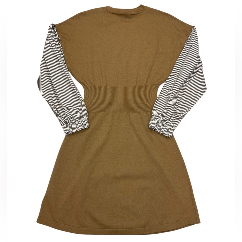 10 Crosby Derek Lam Sweater Shirt Dress Lainey Tan Print Long Sleeve Wool NEW - Picture 4 of 15